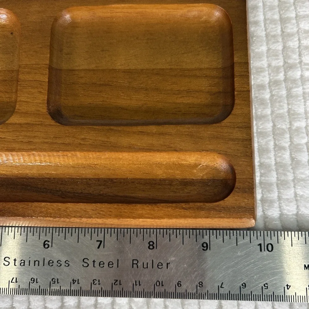 Vintage Hand Crafted Walnut Wooden Dresser Valet Desk Organizer 10